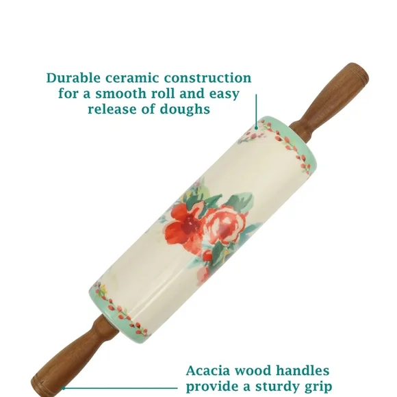 Pioneer Woman Rolling Pin/ Holder Set - Picture 4 of 8